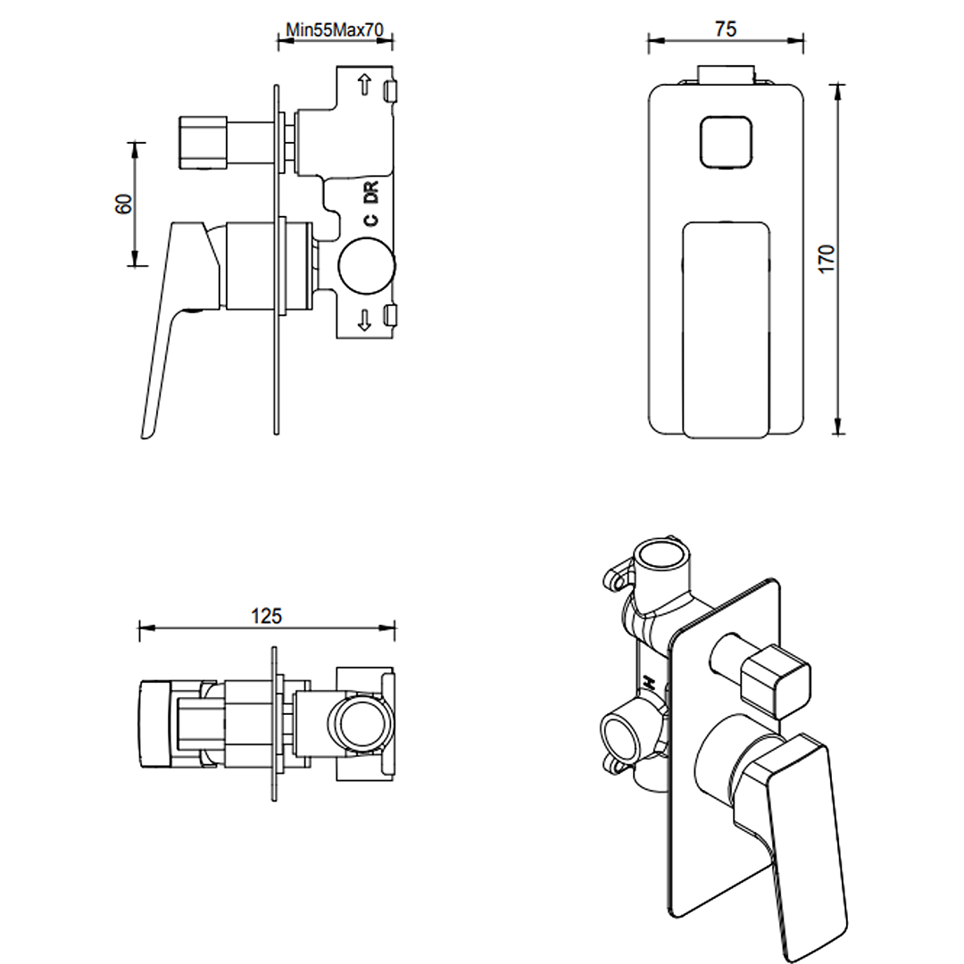 Tiago Mixer Diverter