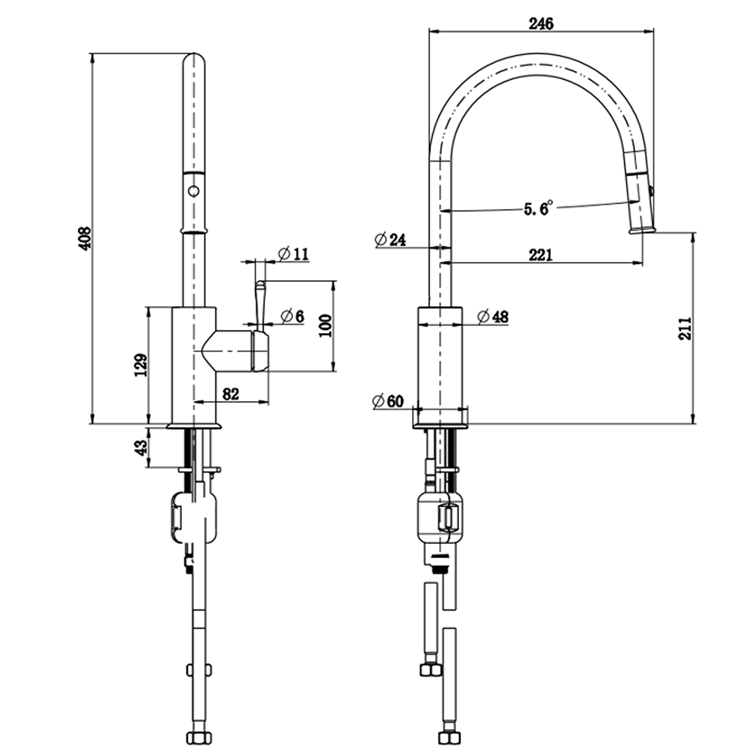 Mica Heritage Pull-Out Gooseneck Sink Mixer