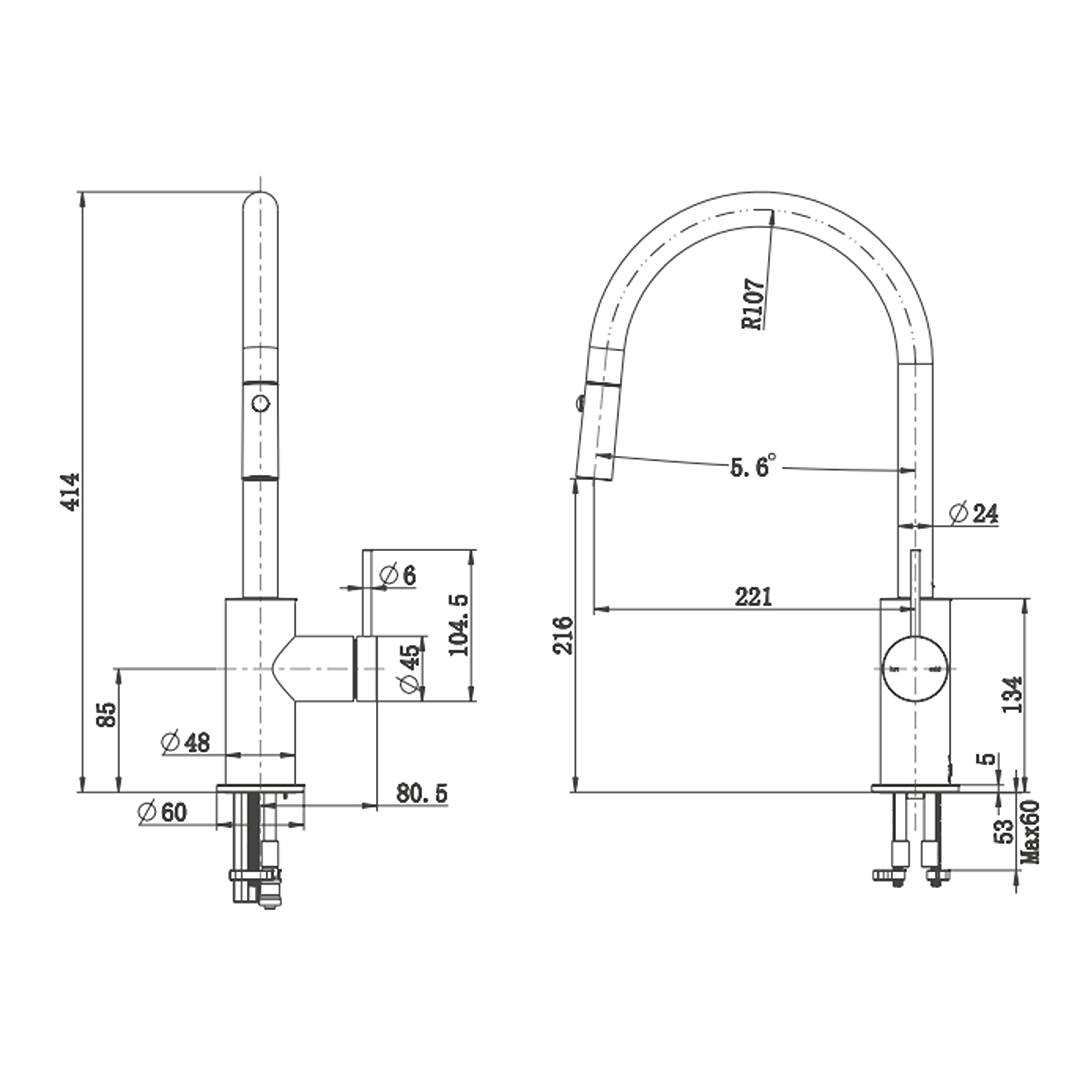 Mica Fluted Pull-Out Gooseneck Sink Mixer