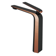 Esperia Matt Black & Rose Gold Tall Basin Mixer Bench Top Solid Brass