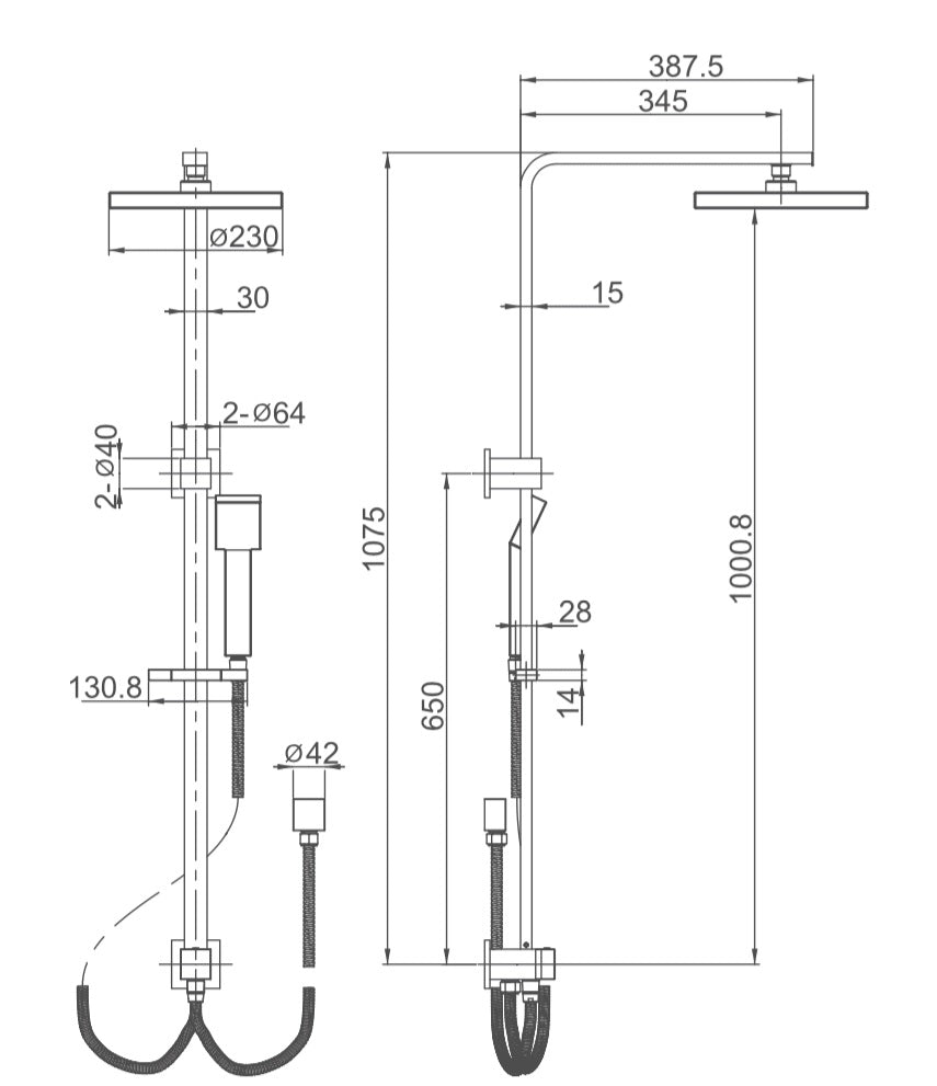 TE114 Multifunction Shower Rail