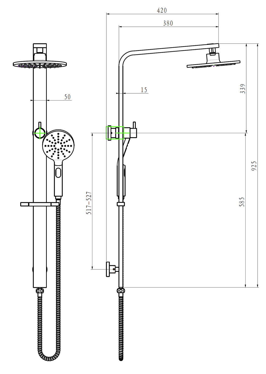 TE115 Multifunction Shower Rail