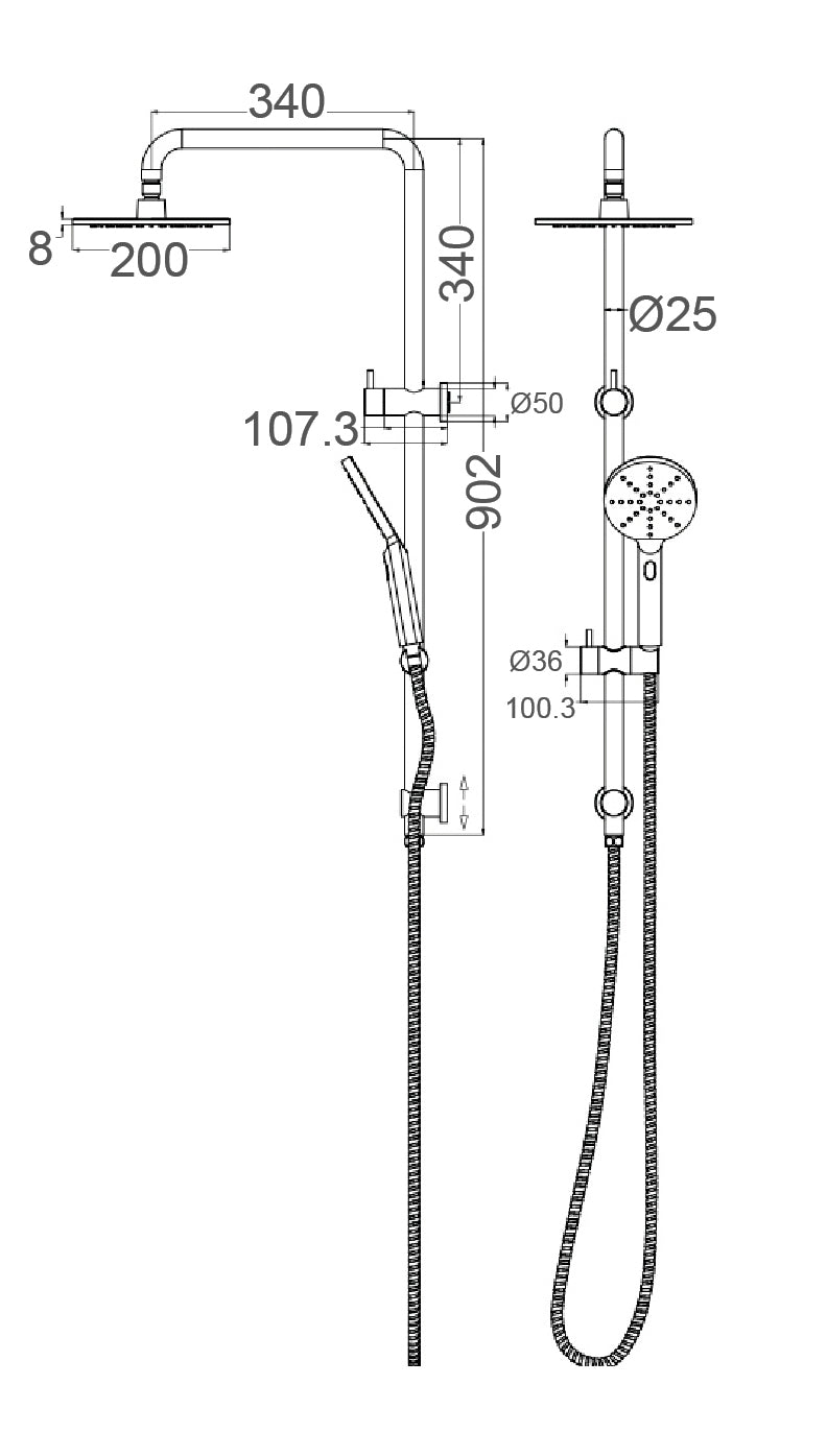 TE116 Multifunction Shower Rail