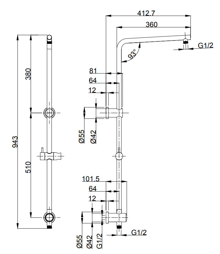 TE117 Multifunction Shower Rail