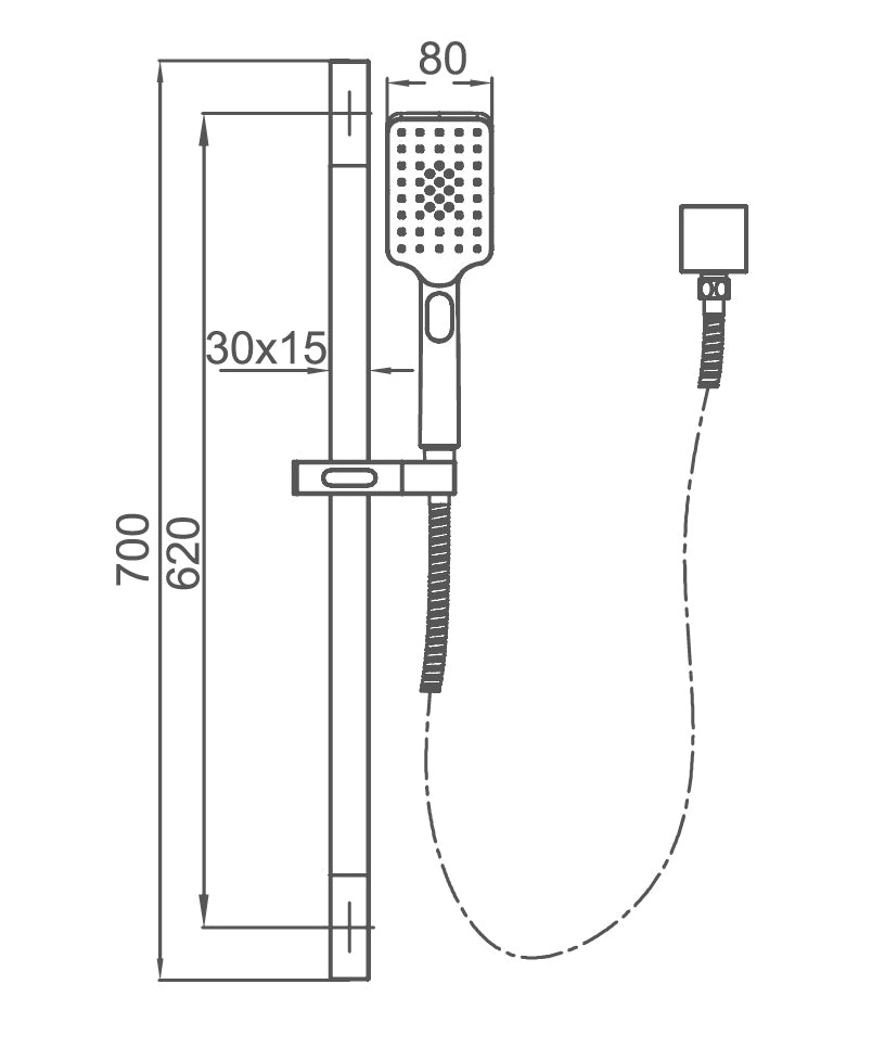 TE118 Shower Head on Rail