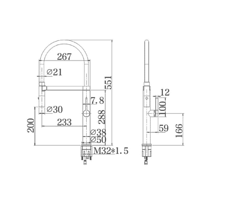 TE22 - Sink Mixer w/Black hose