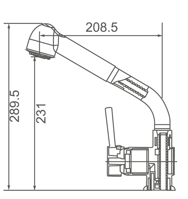 TE43 - Pin Handle Pull Out Kitchen Mixer