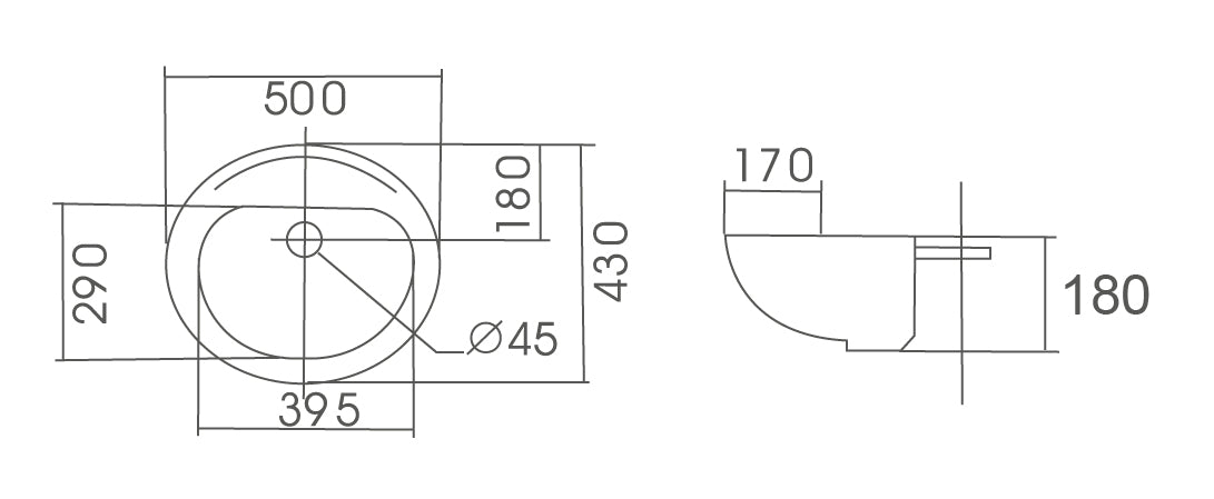TE442 - Semi-Recess Oval Basin