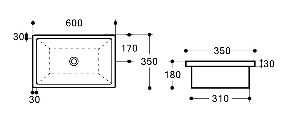 TE448 - 600 Under Counter Basin