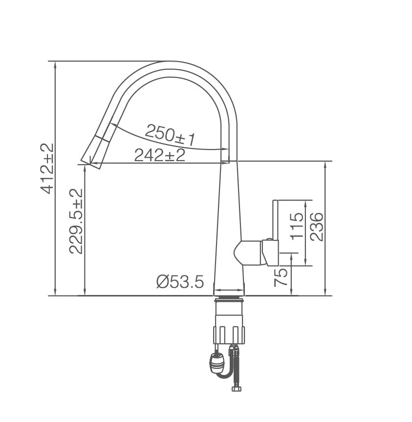 TE45 -  Goose Neck Sink Mixer with Pull Out Magnet Head