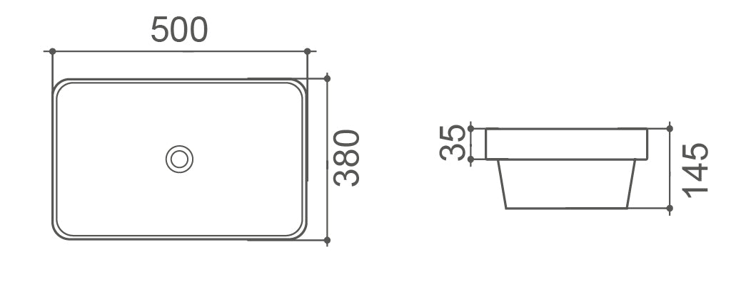 TE453- Half Insert Rectangle Basin Matte Finish