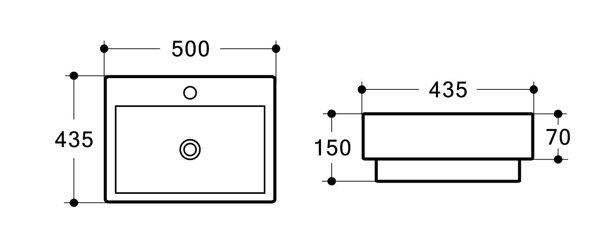 TE465 -  Half Insert Square Basin