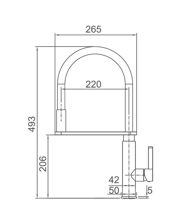 TE54 - Sink Mixer w/ black hose