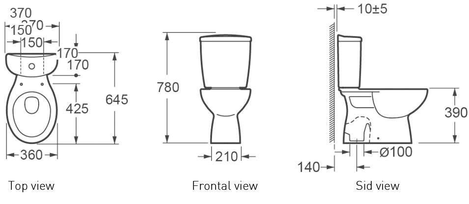 TE578 - Close Coupled S-Trap Toilet Suite