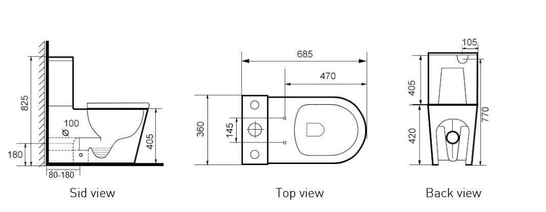 TE585 - Wall Faced Rimless Toilet Suite