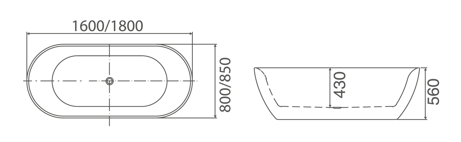 TE636 - Oval Freestanding Bathtub 1600