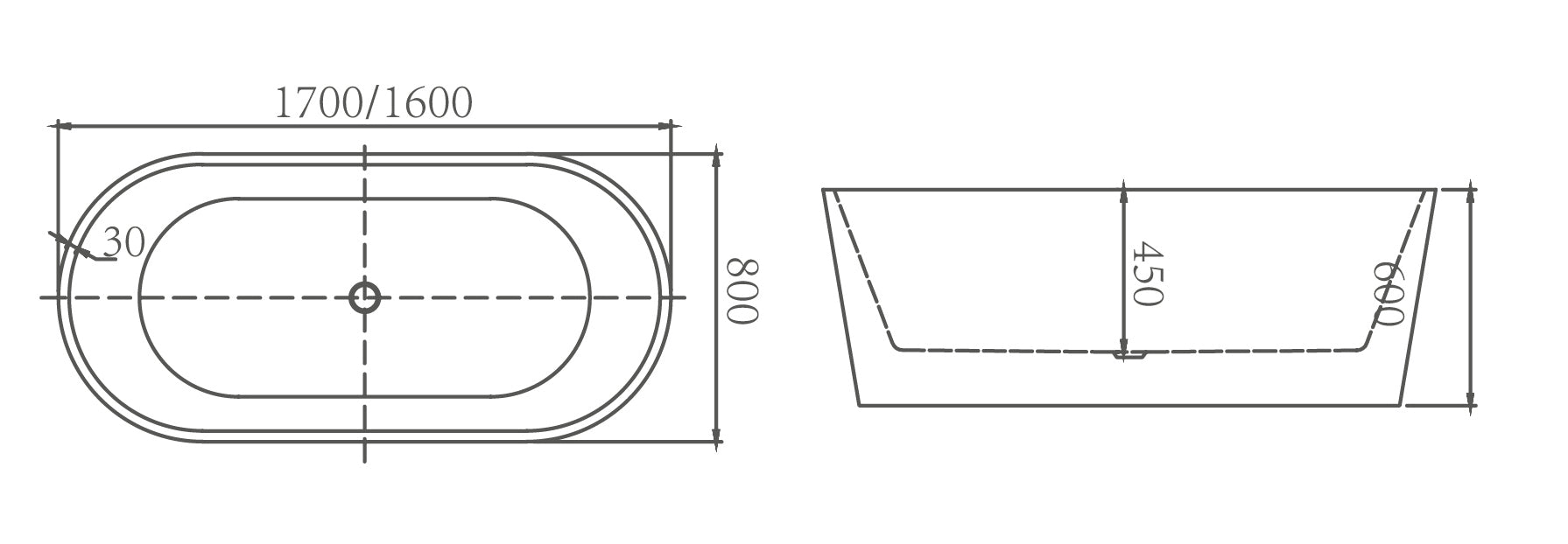 TE637- Oval Freestanding Bathtub 1700