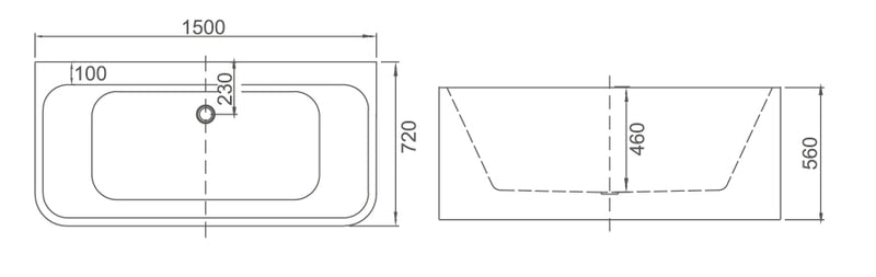 TE641- Back To Wall Bathtub 1500