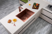 304 Stainless Steel Gold Hand-made Single Bowl Kitchen Sink(Round Edges)600*450*300mm