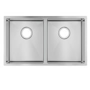 304 Stainless Steel Hand-made Double Bowl Kitchen Sink(Round Edges) 770*450*215mm