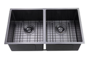 304 Stainless Steel Black Hand-made Double Bowl Kitchen Sink 820*457*230mm