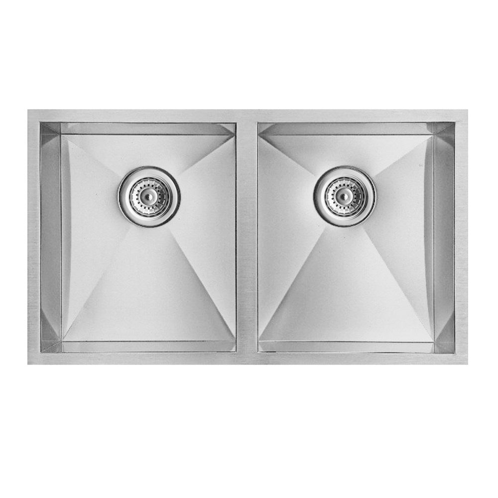 304 Stainless Steel Hand-made Double Bowl Kitchen Sink(Round Edges) 794*457*200mm