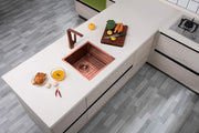 304 Stainless Steel Rose Gold Hand-made Single Bowl Kitchen Sink 440*440*205mm(R10 Corner)