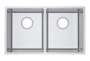 304 Stainless Steel Hand-made Double Bowls Kitchen Sink(Round Edges) 740*440*200mm