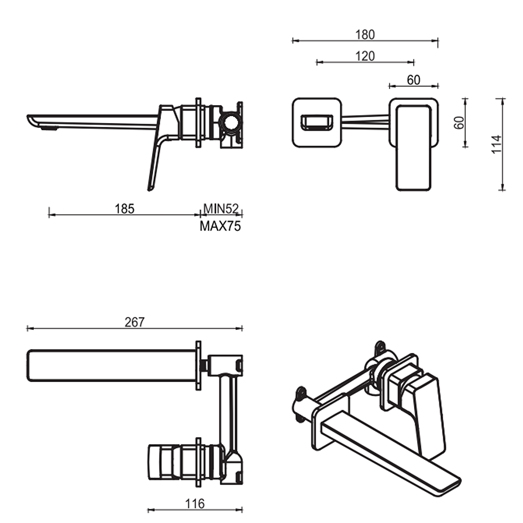 Tiago Wall-Spout Combo