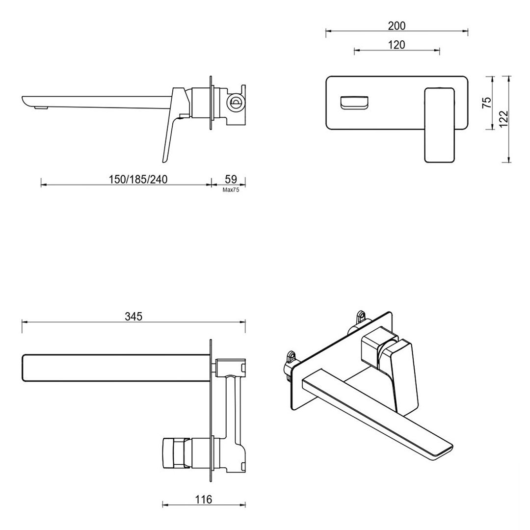 Tiago Wall-Spout Combo