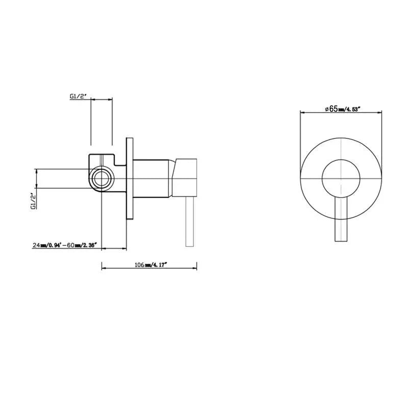 LUCID PIN - Brushed Nickel Wall Mixer (65MM Cover Plate）
