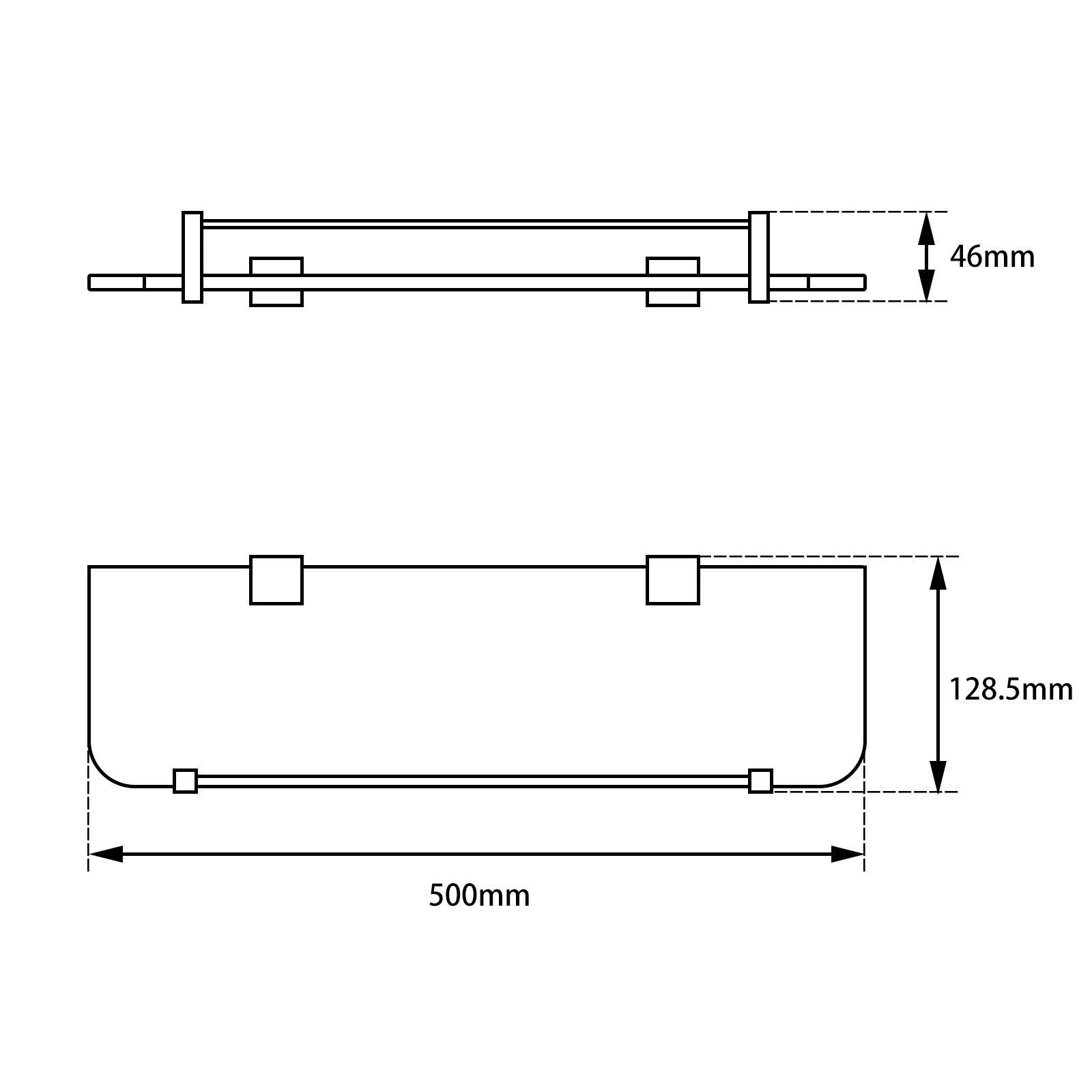 BLAZE Black Glass Shelf Holder 500mm