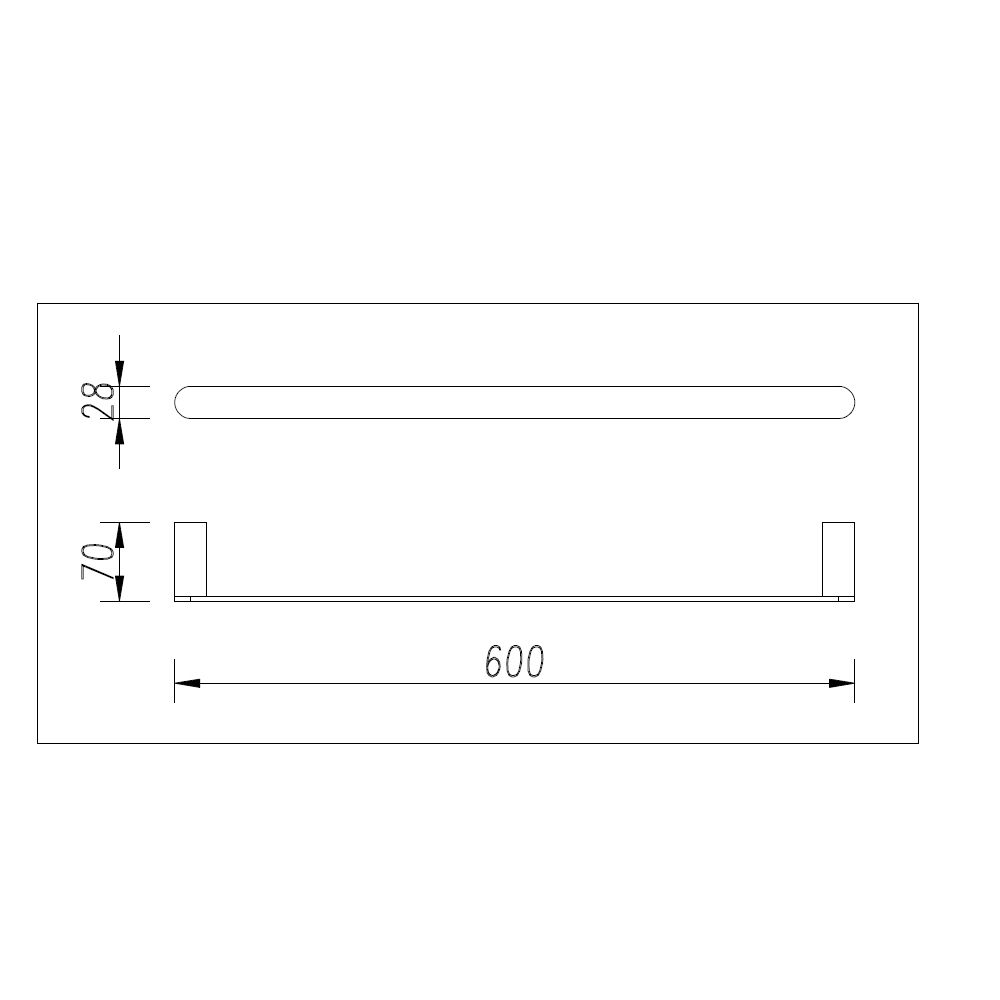 Norico Esperia Matte Black Solid Brass Single Towel Rail 600mm