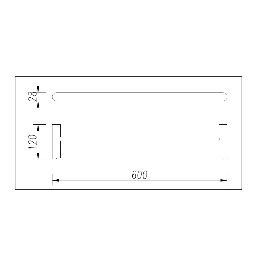 Norico Esperia Brushed Nickel Solid Brass Double Towel Rail 600mm