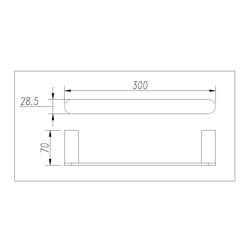 Esperia Solid Brass Matte Black Towel Rail 300mm