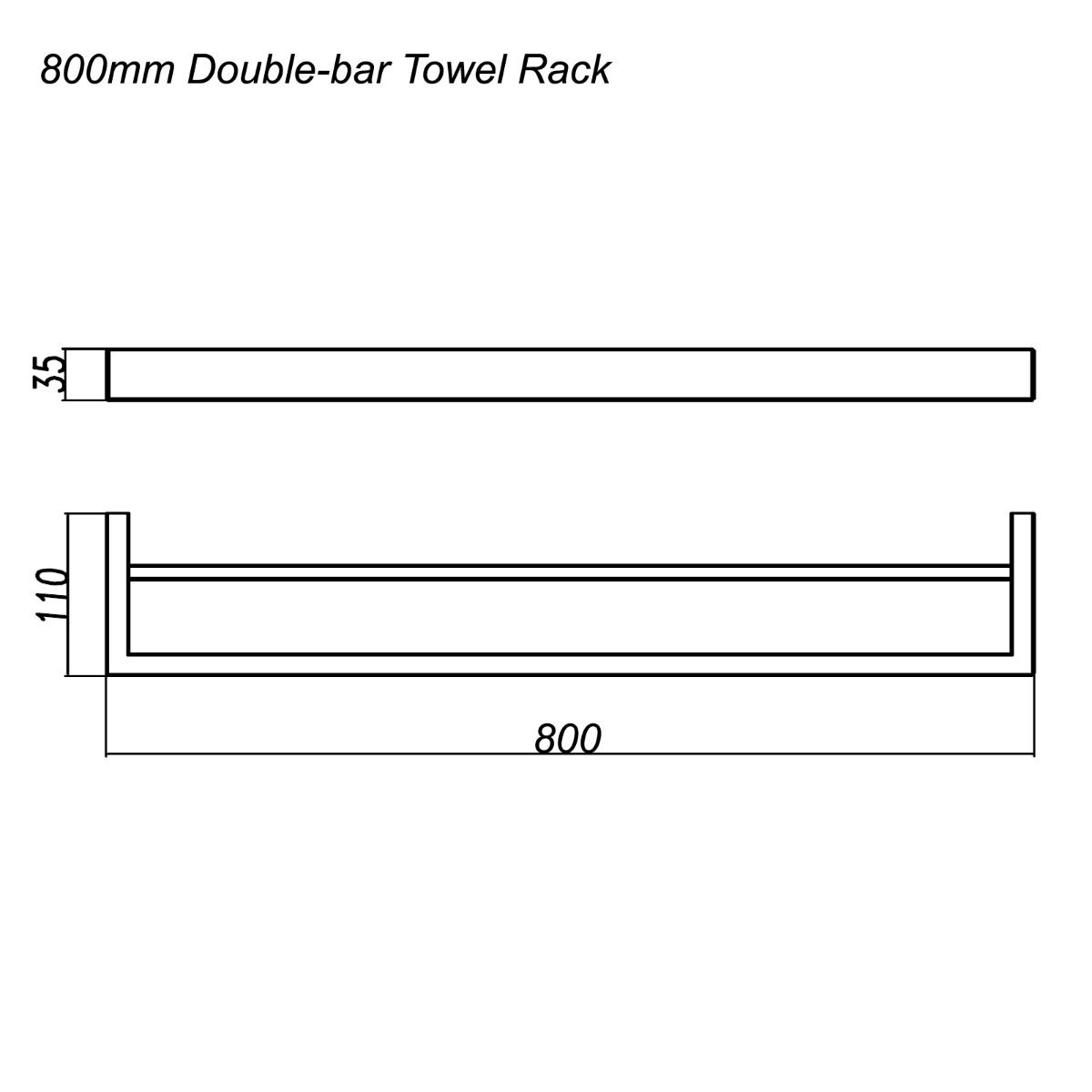 Norico Cavallo Brushed Yellow Gold Square Double Towel Rail 800mm