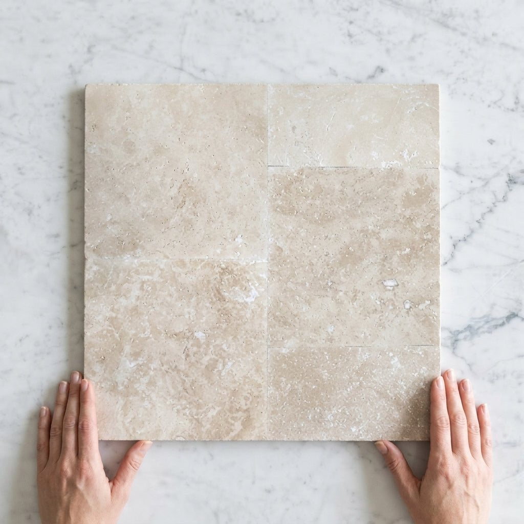 BHCA3 Natural Blend 610x610x12mm Honed and Filled Travertine