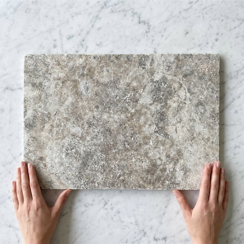 BHCA7 Silver Tumbled Travertine 610x406x12