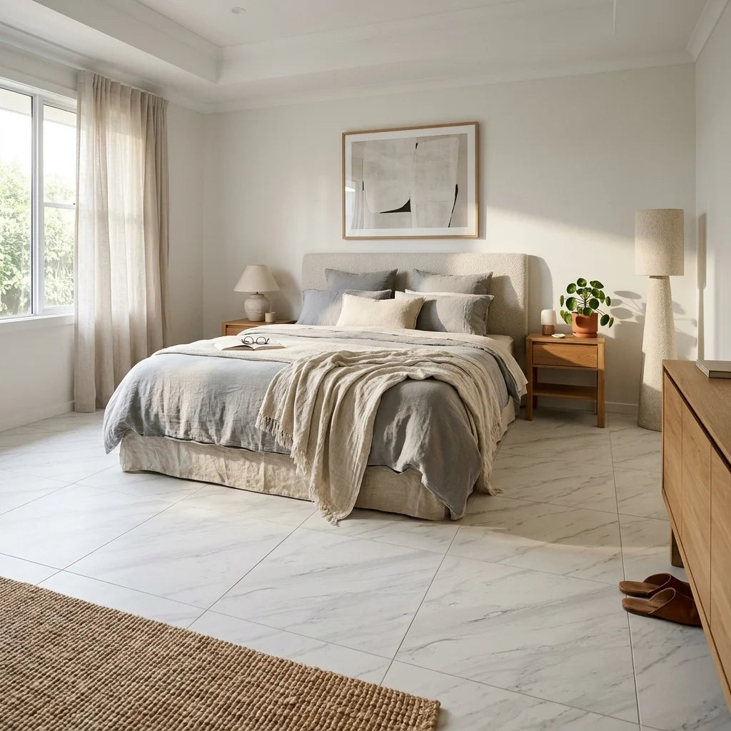 BHCI05 ATLANTA WHITE SATIN 6x6 — bedroom