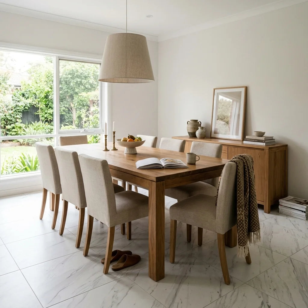 BHCI05 ATLANTA WHITE SATIN 6x6 — dining room