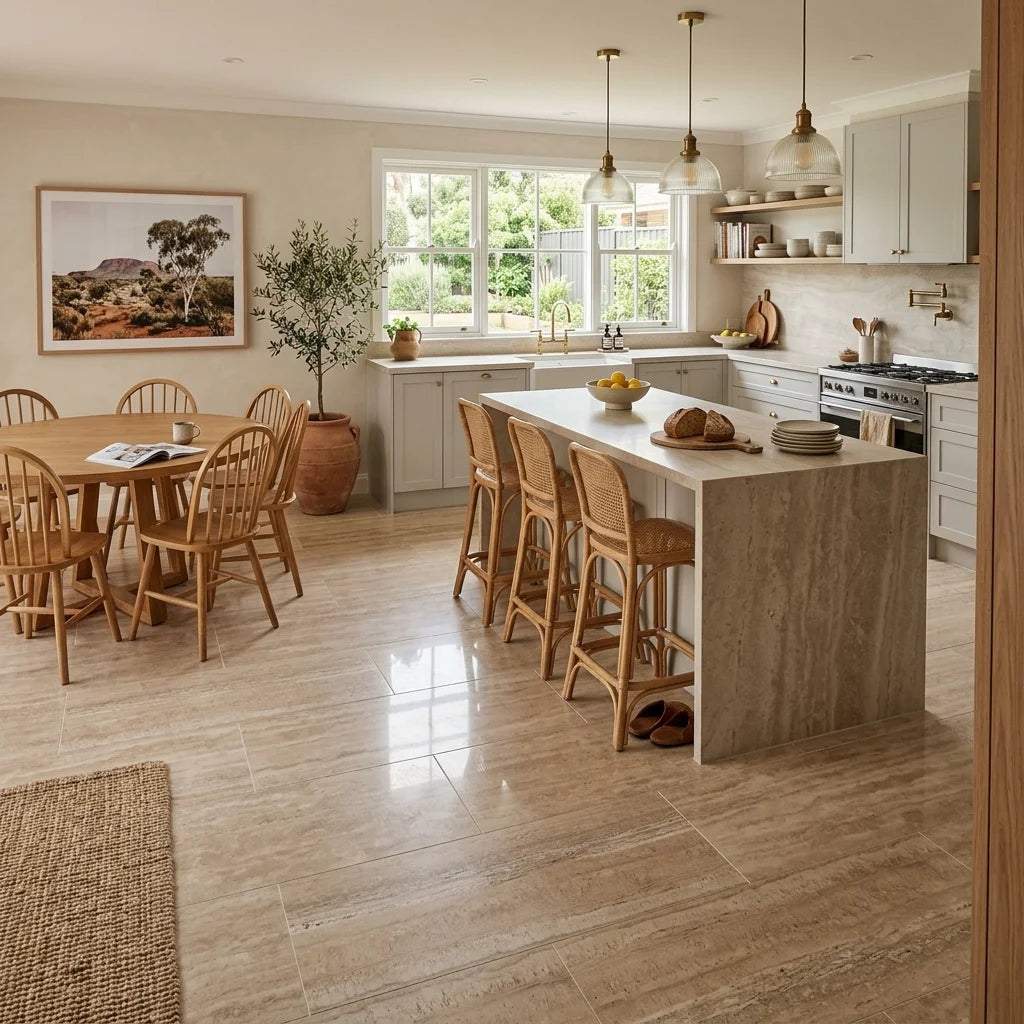 BHCI08 TORRES BEIGE 600X1200MM POLISHED — open-plan kitchen