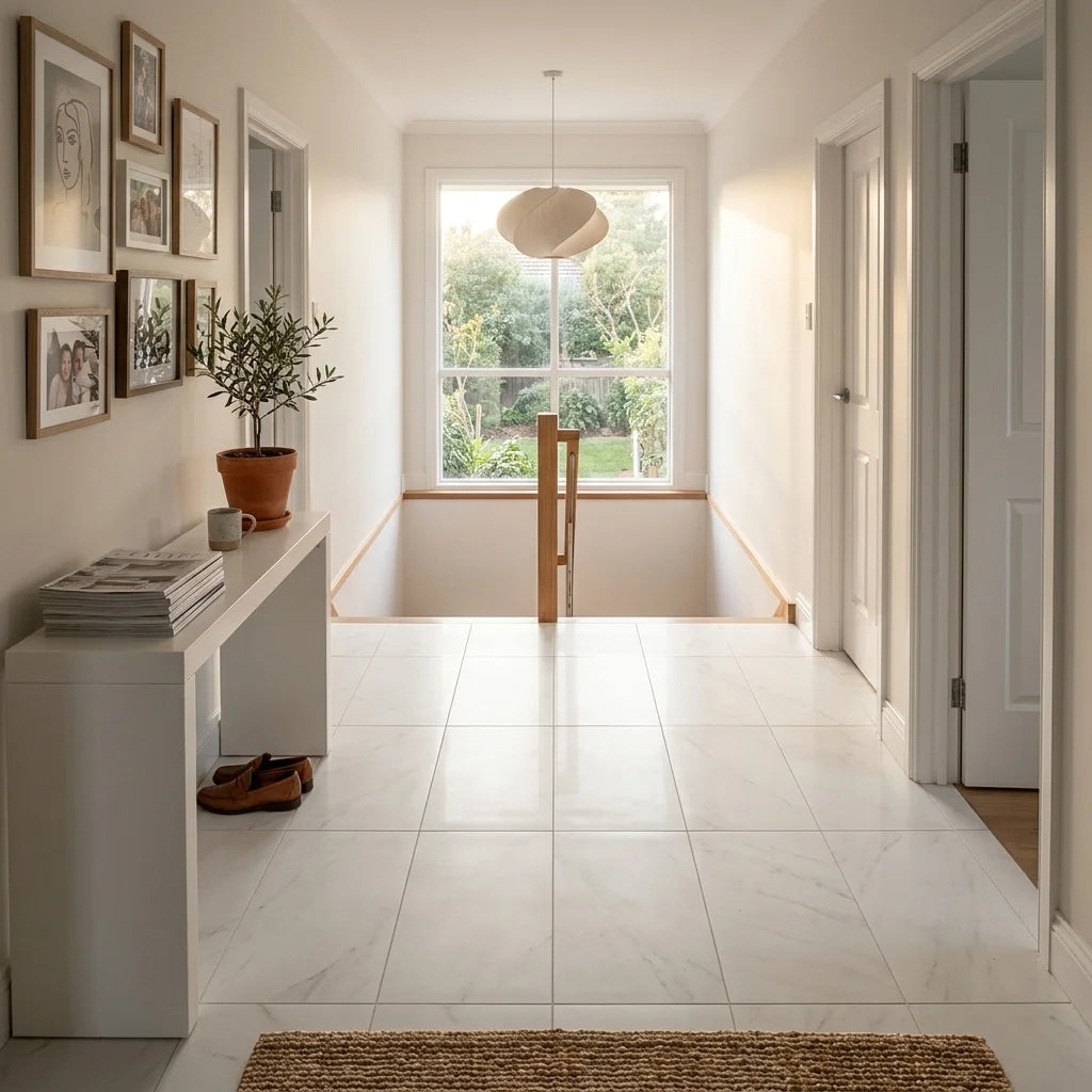 BT182 / BHCN1519 CUBE WHITE 600X300 POLISHED — stair landing