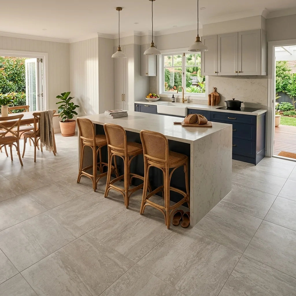 BHCS103 CANE NAVONA 600X600 SMOOTH GRIP — open-plan kitchen