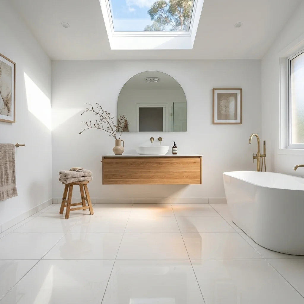 BHCS112 SUPER WHITE 600x600 POLISHED — main bathroom