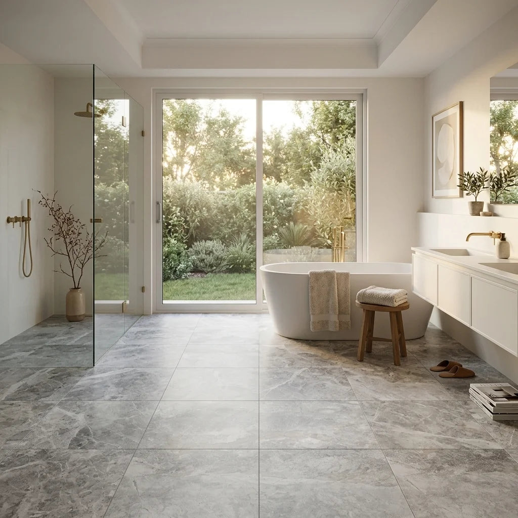 BHCS116 PARADISE TUNDRA GREY 600X600 LAPPATO — ensuite bathroom