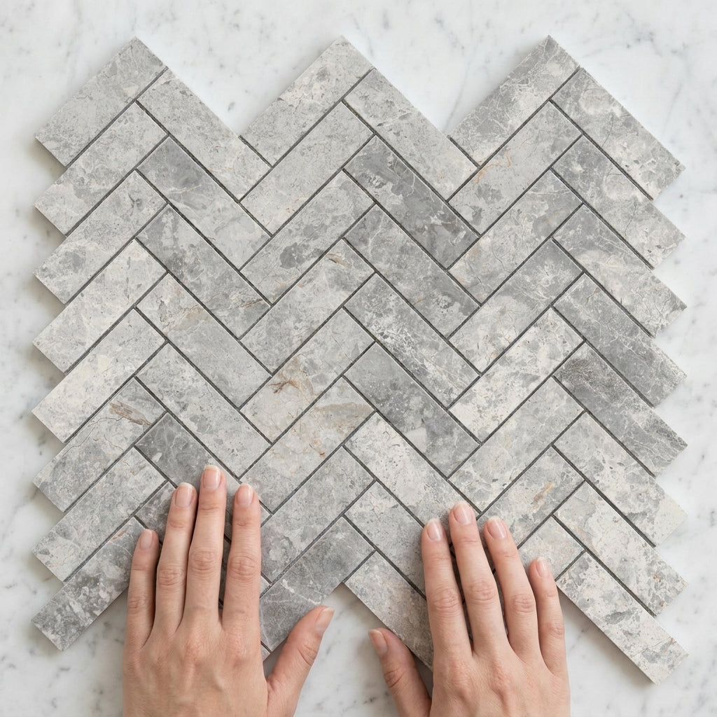 BHCS119 PARADISE TUNDRA GREY CHEVRON MOSAIC