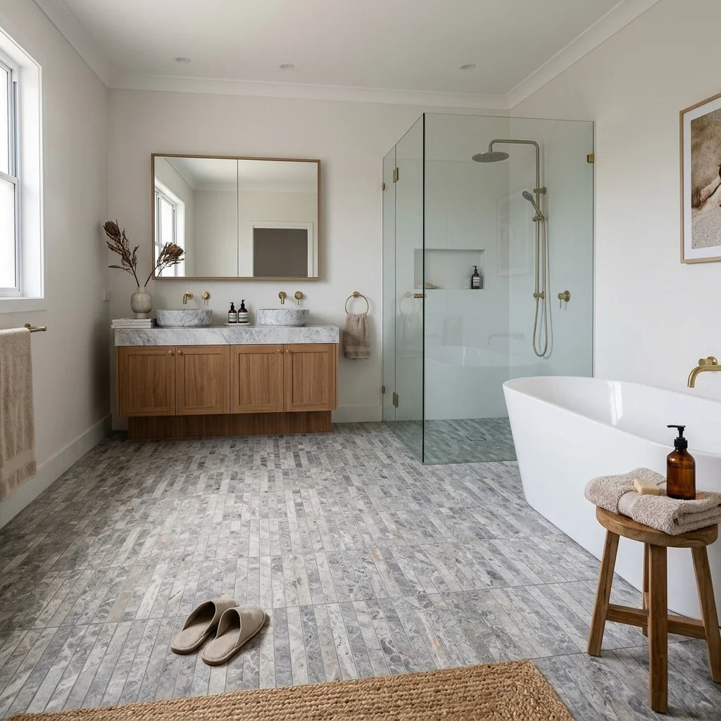 BHCS120 PARADISE TUNDRA GREY FINGER MOSAIC — ensuite bathroom