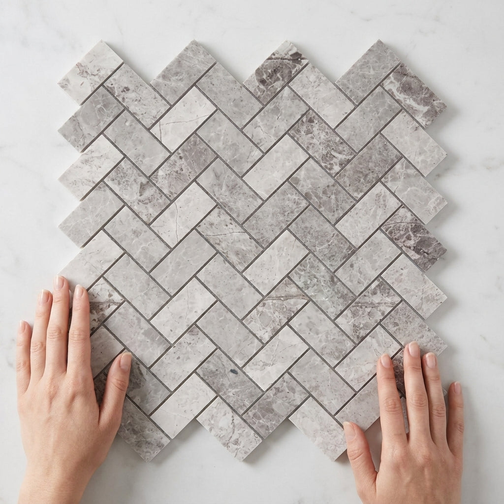 BHCS121	PARADISE TUNDRA GREY HERRINGBONE MOSAIC