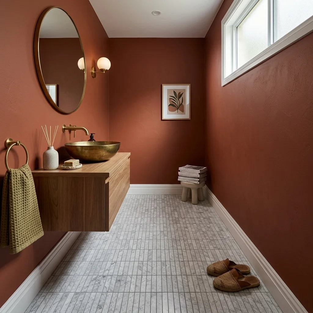 BHCS124 PARADISE TUNDRA WHITE FINGER MOSAIC — powder room