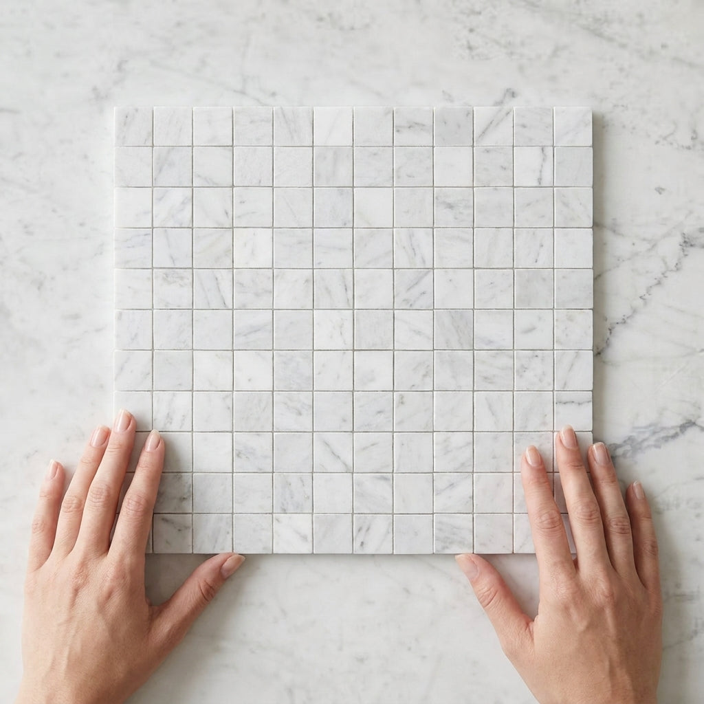 BHCS126	PARADISE TUNDRA WHITE SQUARE MOSAIC
